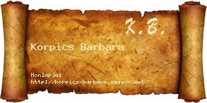 Korpics Barbara névjegykártya