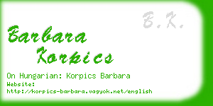 barbara korpics business card